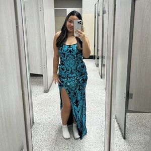 Backless prom dress with slit